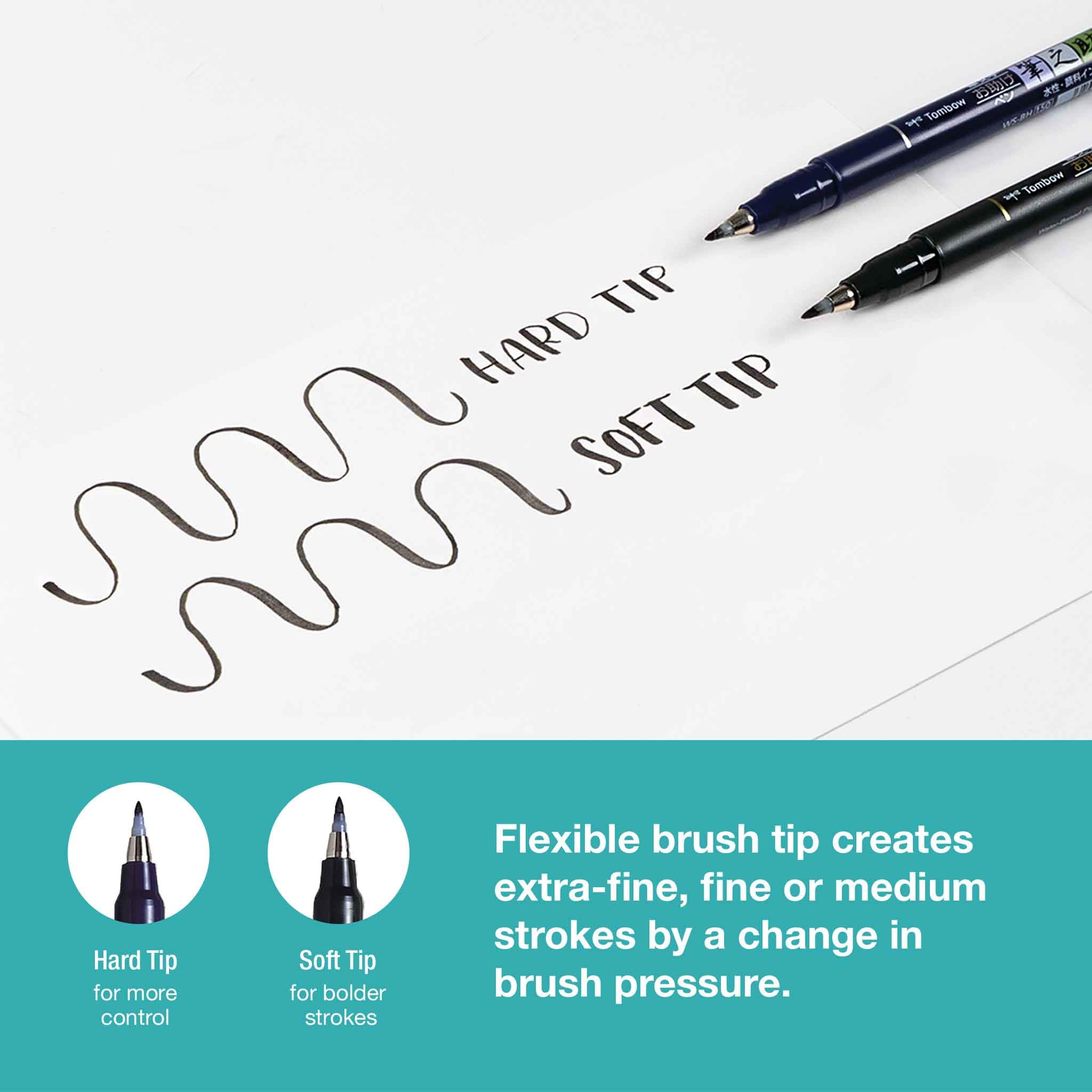 Tombow 62038 Fudenosuke Brush Pen, 2-Pack. Soft and Hard Tip